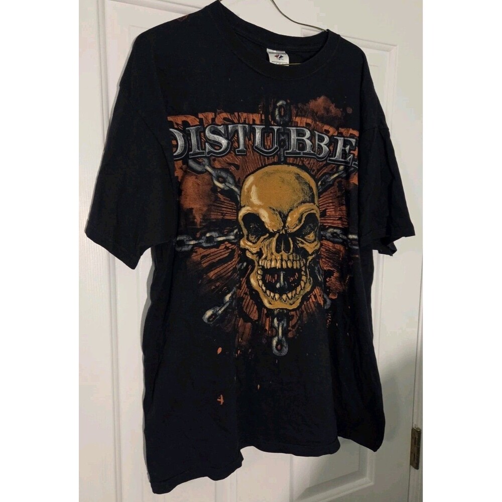 Distrubed ROCK Metal T-shirt Xl Two Sided Heavy Cotton Black Short Sleeve Tee